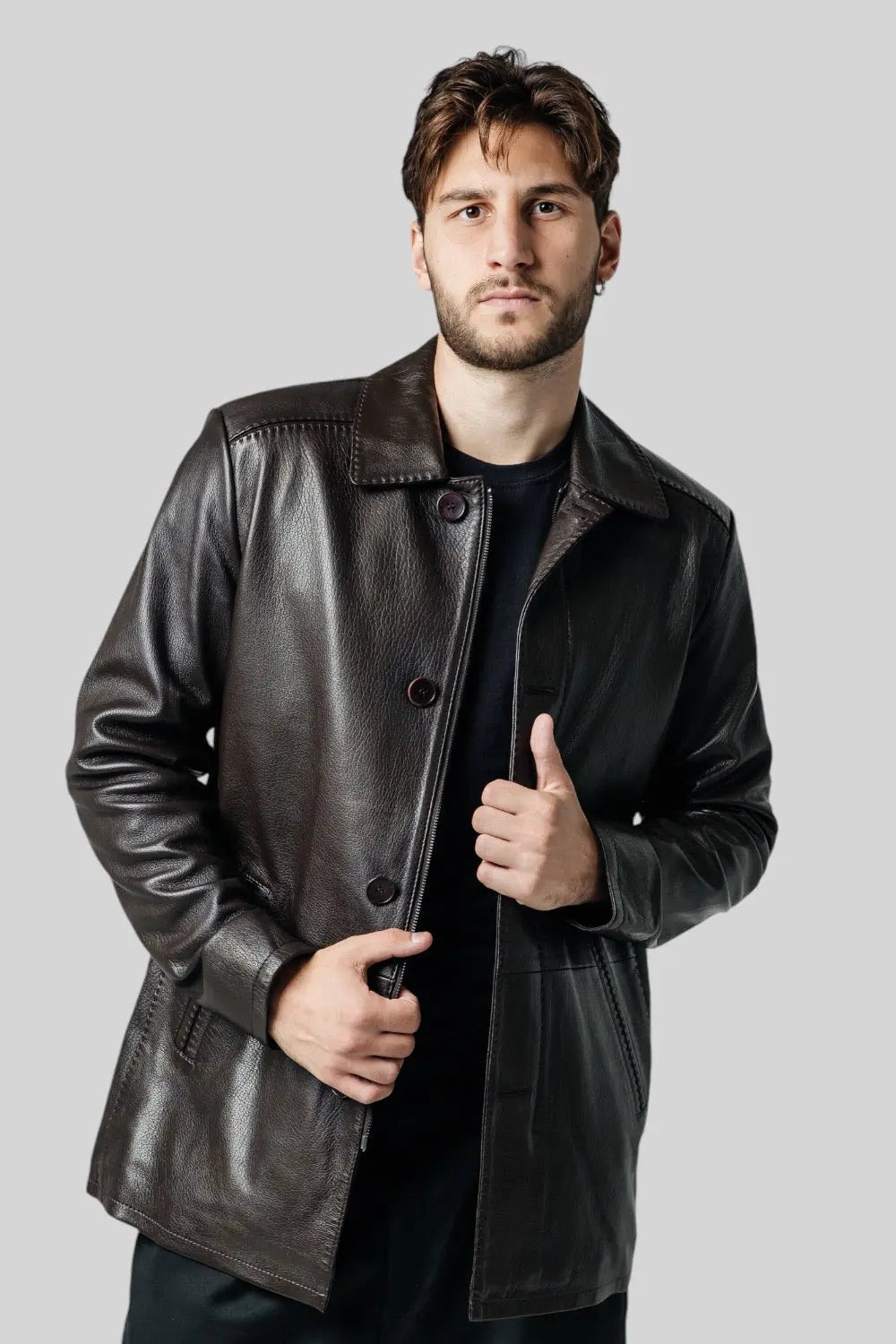 Massimiliano Classic Leather Coat