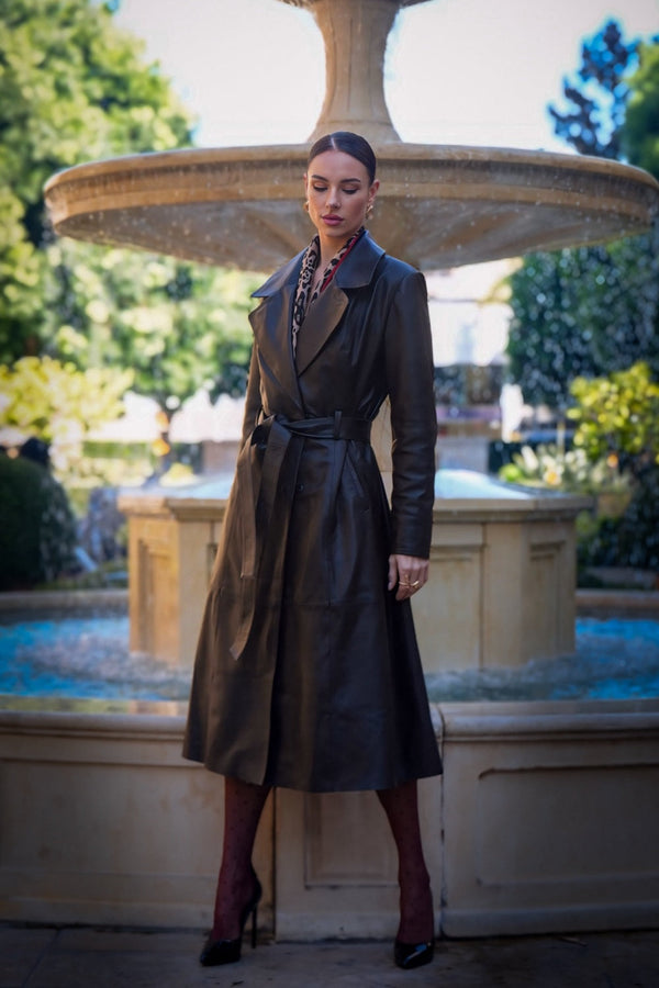 Paola Leather Trench Coat