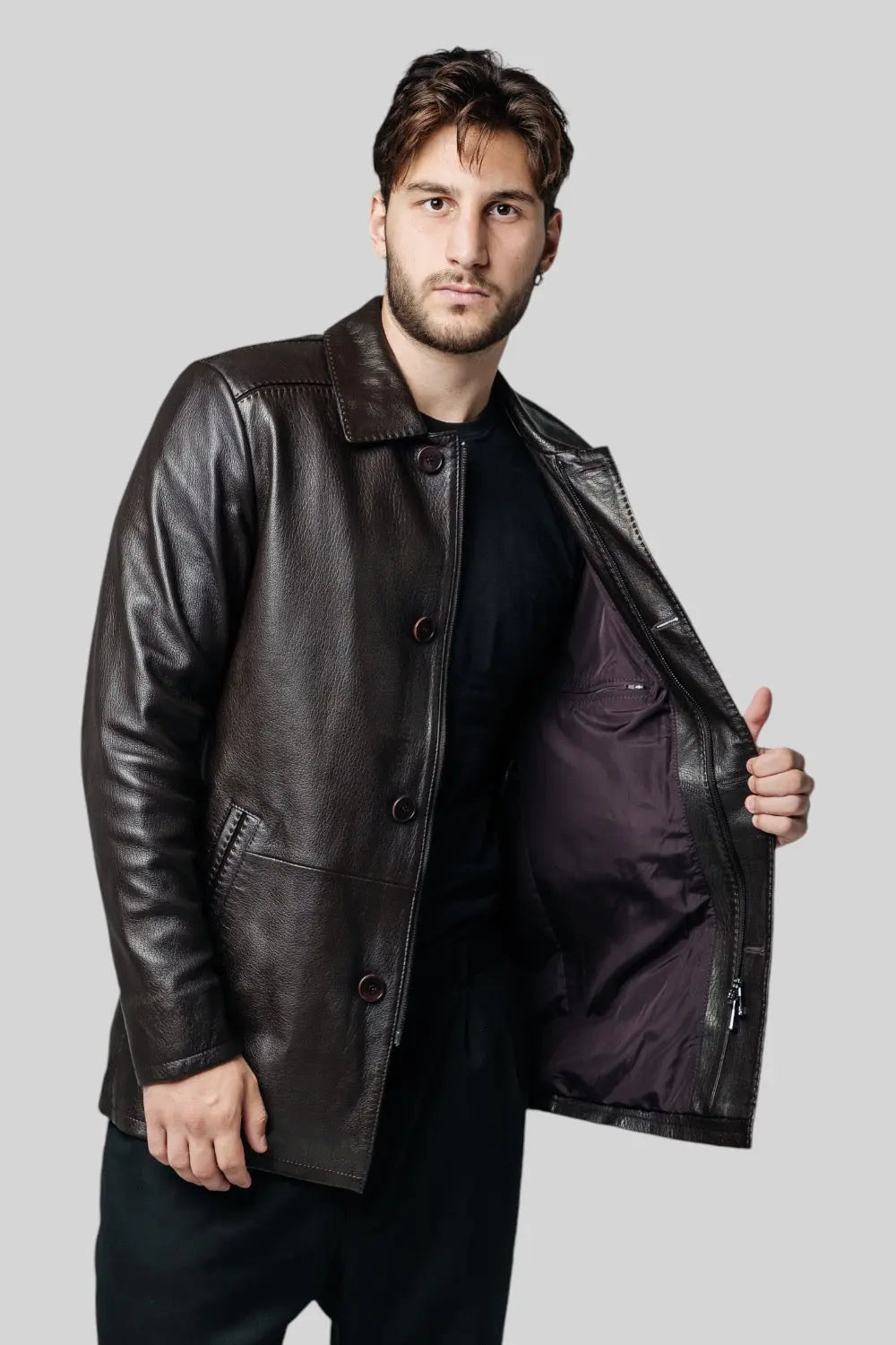 Massimiliano Classic Leather Coat