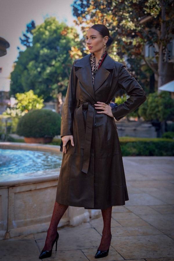 Paola Leather Trench Coat