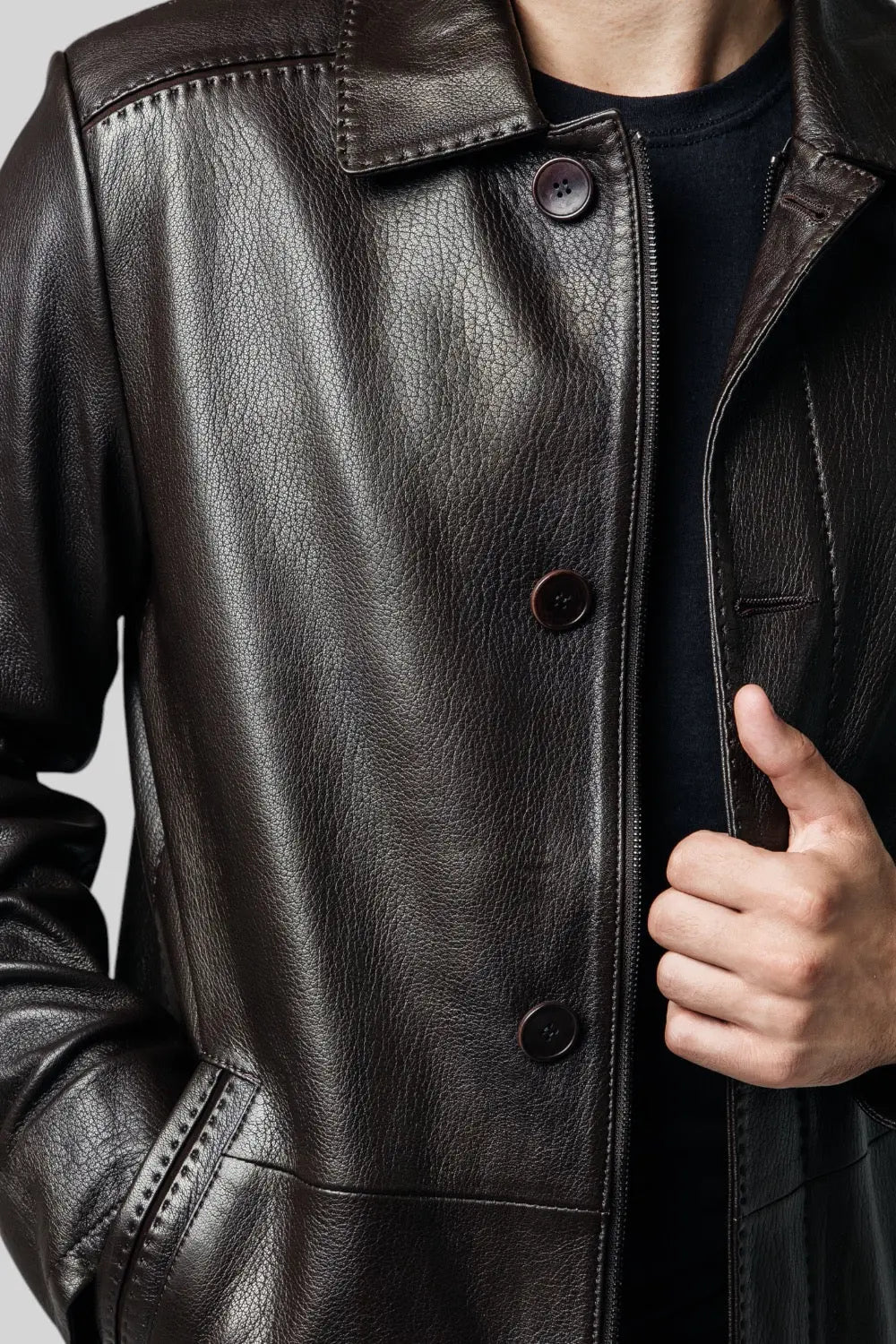 Massimiliano Classic Leather Coat